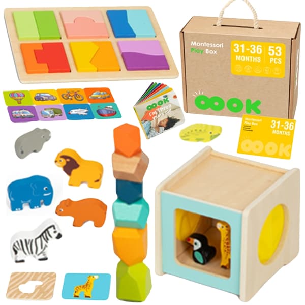 TOOKY TOY Box XXL Montessori-låda Pedagogisk 7-i-1 Sensorisk 31–36 månader