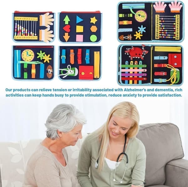 Busy Board Montessori Toy - Aktivitets- och utvecklingsleksaker för barn ,Montessorispel Lär dig finmotorik, Alzheimers produkter
