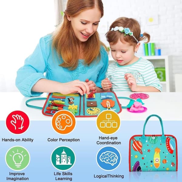 Montessori Busy Board til børn 1-4 år, aktivitets- og udviklingslegetøj til børn