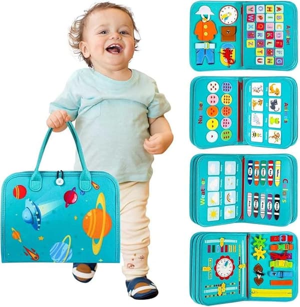 Montessori Busy Board til børn 1-4 år, aktivitets- og udviklingslegetøj til børn