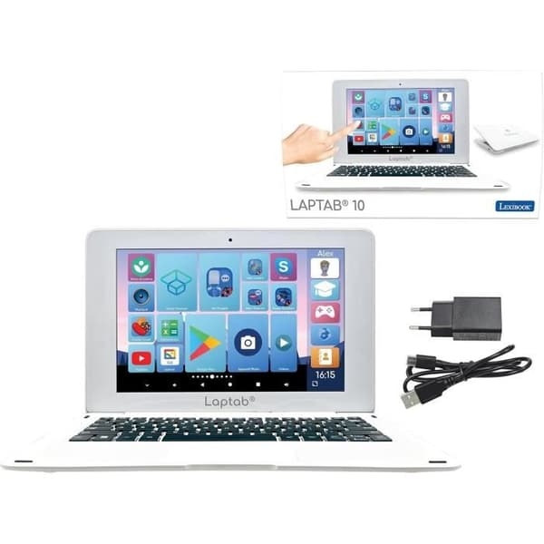 LAPTAB Touchscreen-bærbar computer til børn fra 7 år, 10,1 Full HD-skærm, 128 GB lagerplads, 4 GB RAM, LEXIBOOK