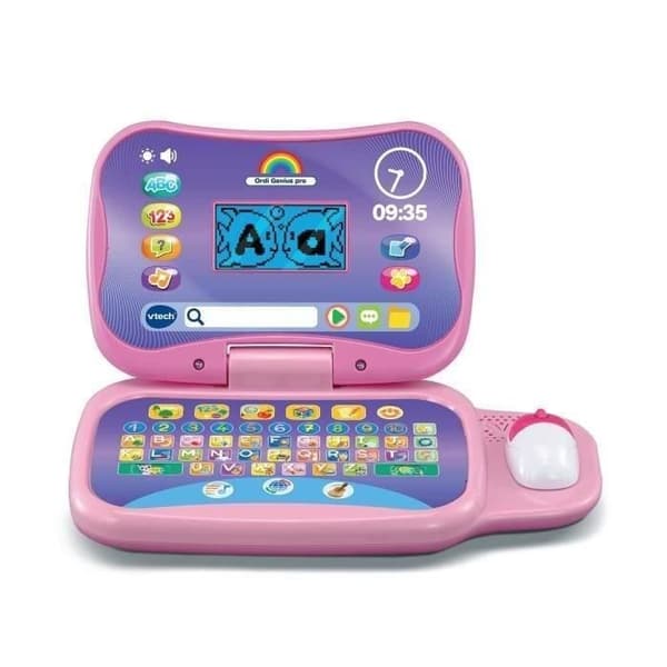 VTECH ORDI GENIUS PRO PINK pedagogisk dator för barn i åldrarna 3 till 7 med mus och 20 aktiviteter inkluderade