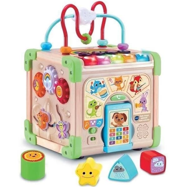 VTECH CUBE NATURE Interaktiv leksak - FSC-certifierat trä - Musikaliska djur - 9-36 månader