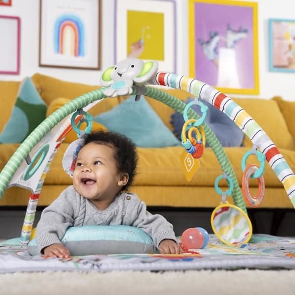 BRIGHT STARTS Tropical World Maxi -leikkimatto, 5 leikkitilaa - 40 palloa - 7 irrotettavaa lelua