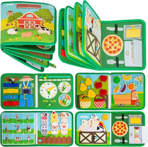 Montessori Busy Board för Barn 1–4 År – Bondgårdstema Lärande & Sensorisk Lek för Flickor och Pojkar