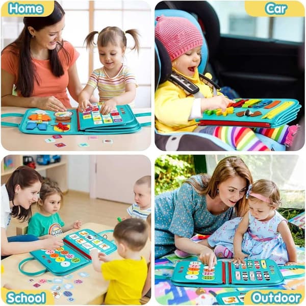 Lollanda Busy Board Montessori-lelu - Aktiviteetti- ja kehityslelut lapsille - Sininen,P4- Montessori-pelit Opi