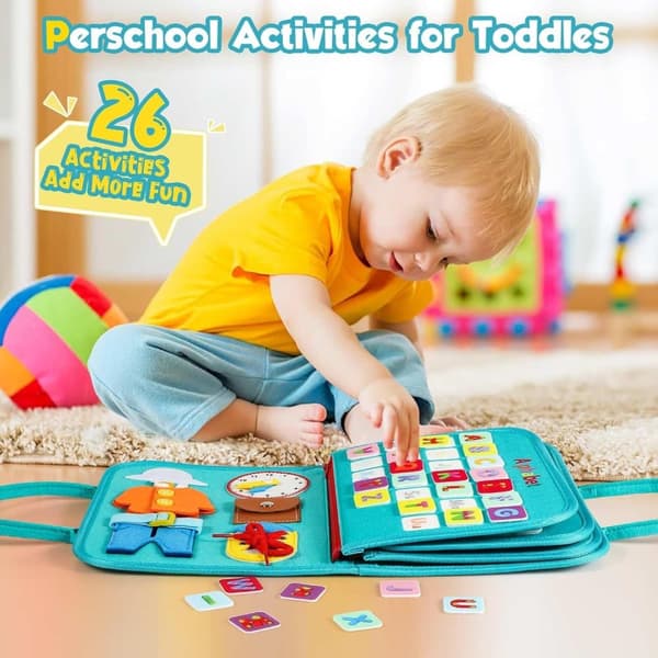 Lollanda Busy Board Montessori-lelu - Aktiviteetti- ja kehityslelut lapsille - Sininen,P4- Montessori-pelit Opi