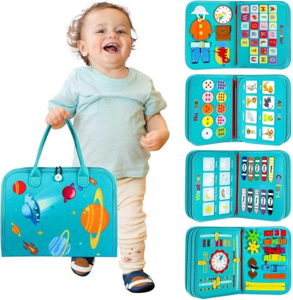 Lollanda Busy Board Montessori-lelu - Aktiviteetti- ja kehityslelut lapsille - Sininen,P4- Montessori-pelit Opi