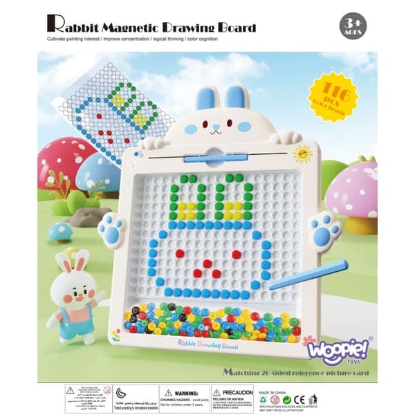 WOOPIE Magnet Board til børn – Montessori MagPad Rabbit Pink