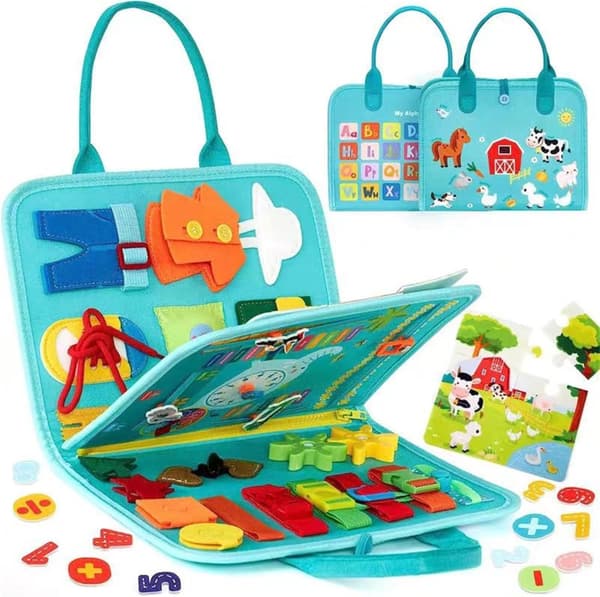 OBOSOE Aktivitetsbräda Montessori-leksak, Motorik- & Sinnesstimulerande Leksak, Perfekt Lyssnabok-present till Barn (1–5 år)