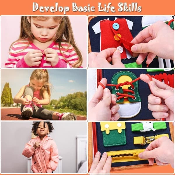 OBOSOE Busy Board Montessori Toy - Interaktivt aktivitets- og motoriktavle til småbørn, sensorisk pædagogisk legetøj (1-4 år)