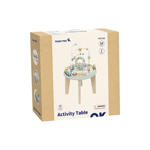 TOOKY TOY Montessori-tyylinen puinen aktiviteettipöytä palloradalla