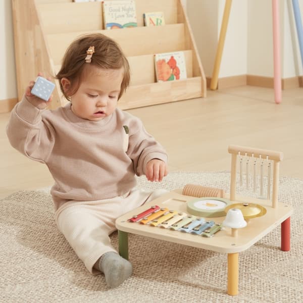 VIGA puinen pöytä opetukseen, musiikilliseen ja aistileikkiin – 7-in-1