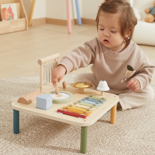 VIGA puinen pöytä opetukseen, musiikilliseen ja aistileikkiin – 7-in-1