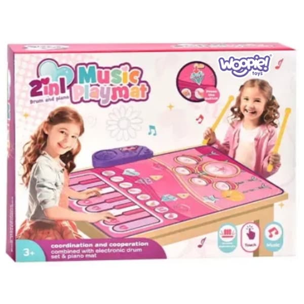 WOOPIE Stor Musikalisk Mat 2-i-1 Interaktiv Trumma & Piano