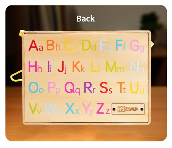 Lollanda Montessori Busy Board – Träaktivitetstavla med ratt och LED-knappar, sensorisk och motorisk aktivitetsleksak