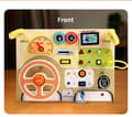 Miniatyrbillede 3 af 9: Moorle Aktivitetslegetøj Montessori Busy Board – Multifunktionelt trælegetøj med rat og LED-lys, stimulerer motorikken og sanserne