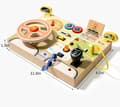Miniatyrbillede 9 af 9: Moorle Aktivitetslegetøj Montessori Busy Board – Multifunktionelt trælegetøj med rat og LED-lys, stimulerer motorikken og sanserne