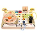 Miniatyrbillede 1 af 9: Moorle Aktivitetslegetøj Montessori Busy Board – Multifunktionelt trælegetøj med rat og LED-lys, stimulerer motorikken og sanserne