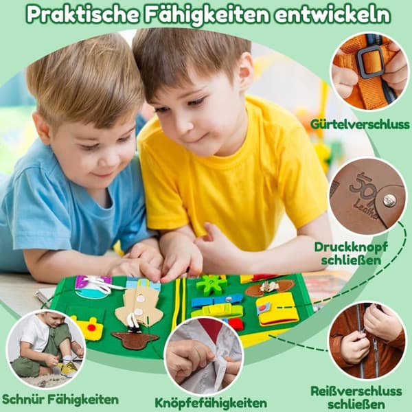 Bomclap Aktivitetstavla, Sensorisk Pedagogisk Aktivitetsplatta, Motorikleksak Present för Flickor och Pojkar från 2, 3, 4 år