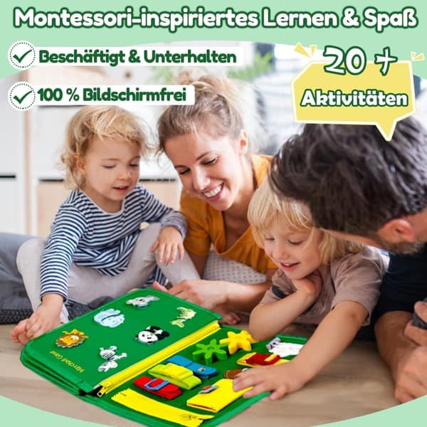 Bomclap Aktivitetstavla, Sensorisk Pedagogisk Aktivitetsplatta, Motorikleksak Present för Flickor och Pojkar från 2, 3, 4 år