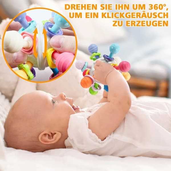 Lollanda Baby Ball Toys i 3 månader, sensorer skramlar griffball baby leksaker gjorda av silikon