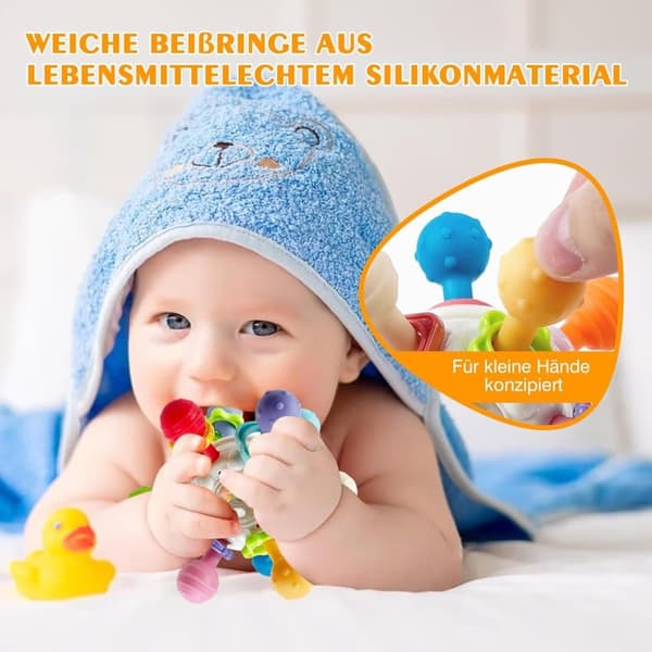 Lollanda Baby Ball Toys i 3 månader, sensorer skramlar griffball baby leksaker gjorda av silikon