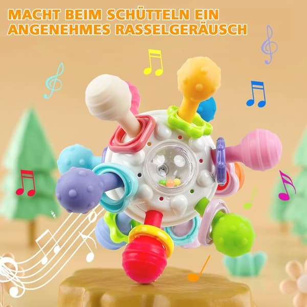 Lollanda Baby Ball Toys i 3 månader, sensorer skramlar griffball baby leksaker gjorda av silikon