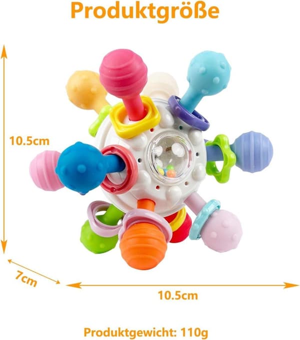 Lollanda Baby Ball Toys i 3 månader, sensorer skramlar griffball baby leksaker gjorda av silikon