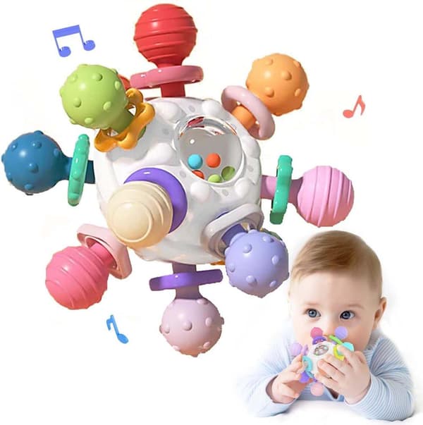 Lollanda Baby Ball Toys i 3 månader, sensorer skramlar griffball baby leksaker gjorda av silikon