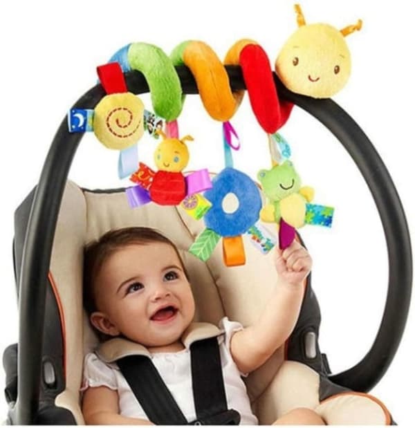 Lollanda Mjuka babyleksaker, hängande spiral barnvagn, pedagogisk sensorisk leksak, nyfödd baby skallra, sängklocka