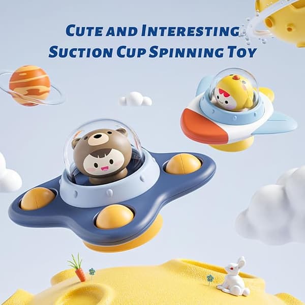OBOSOE 3-Pak - Fidget Spinner med Sugekop til Børn - Spinning Toy