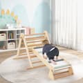 Miniatyrbild 3 av 4: Klätterset, 3-i-1 Pikler Triangel med Dubbelsidig Ramp och Justerbar Klättertriangel, 115x69x60 cm, Naturalfärgad