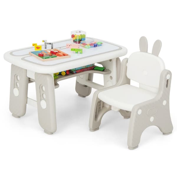 Barnbord och stol set, 31,5"x19,5"x17,5"-21,5", Grå