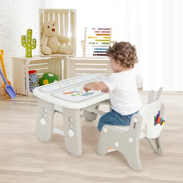 Barnbord och stol set, 31,5"x19,5"x17,5"-21,5", Grå