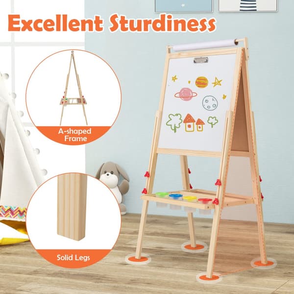 Säädettävä kaksipuolinen taulu, 17"-21.5" x 21.5" x 45.5"-57.5", luonnonväri