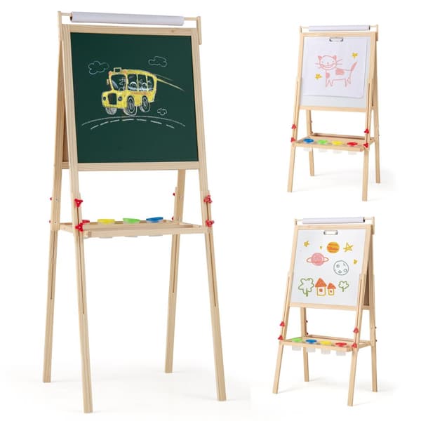 Säädettävä kaksipuolinen taulu, 17"-21.5" x 21.5" x 45.5"-57.5", luonnonväri