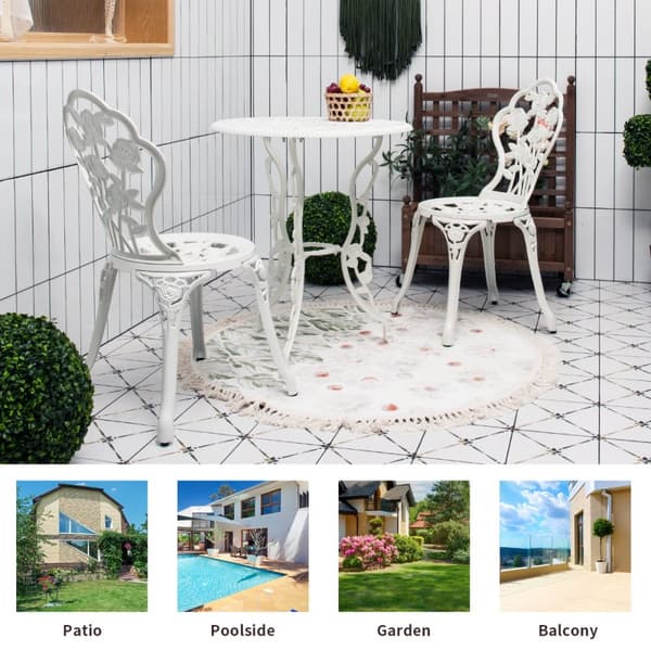 Terrasse Bistro Sæt, 60x66 cm, 41x51x81.5 cm, Hvid