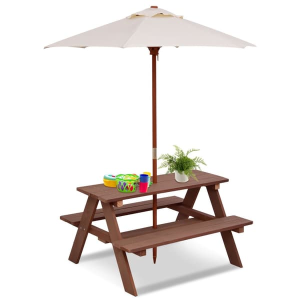 Børne picnic bord bænk, 89x79x50 cm, valnød