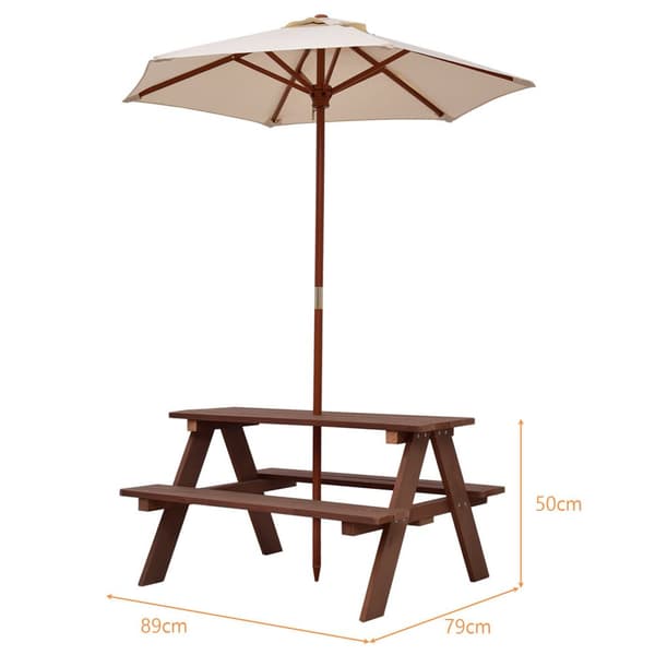 Børne picnic bord bænk, 89x79x50 cm, valnød