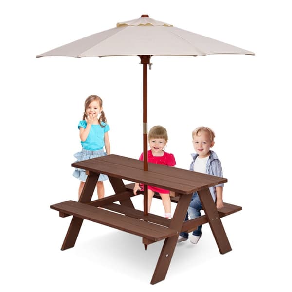 Børne picnic bord bænk, 89x79x50 cm, valnød