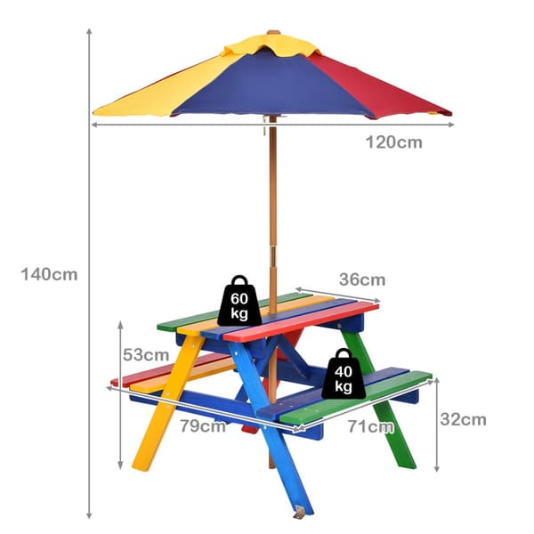 Picknickbord set, 89x79x50 cm, valnöt