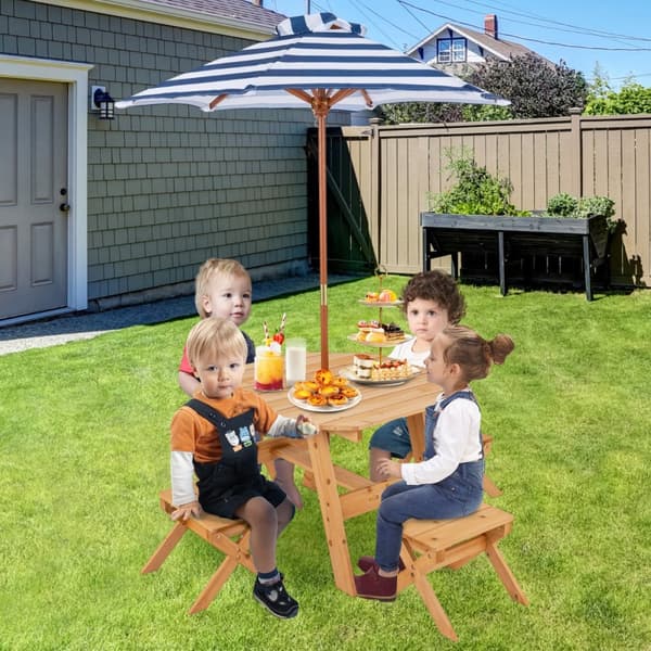 Børne picnic bord sæt, 80x80x54 cm, Grå/Naturlig