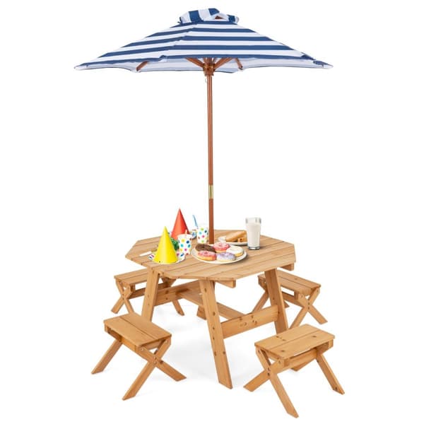 Børne picnic bord sæt, 80x80x54 cm, Grå/Naturlig
