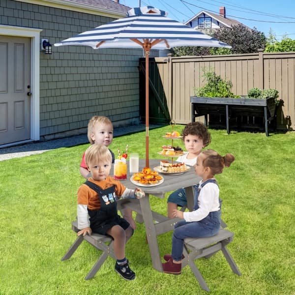 Børne picnic bord og bænkesæt, 80x80x54 cm, Grå