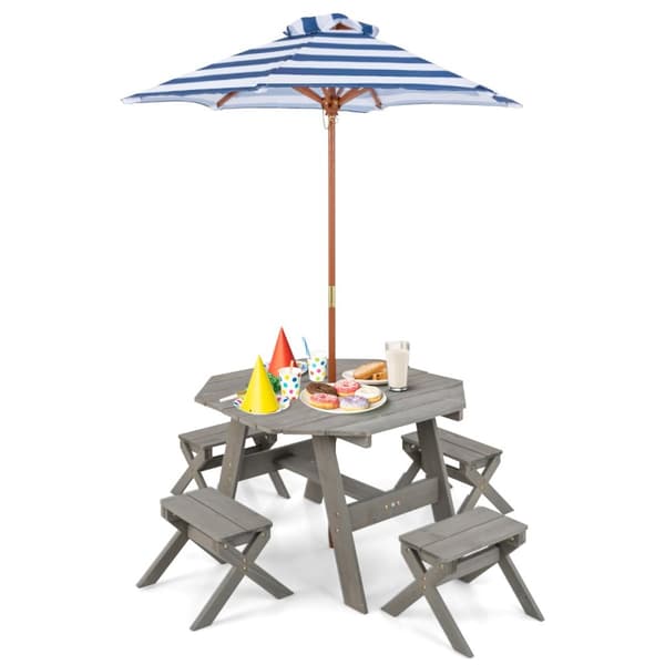Børne picnic bord og bænkesæt, 80x80x54 cm, Grå