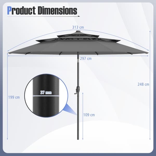 Patiovarjo, 10.3x8.2 ft, Harmaa