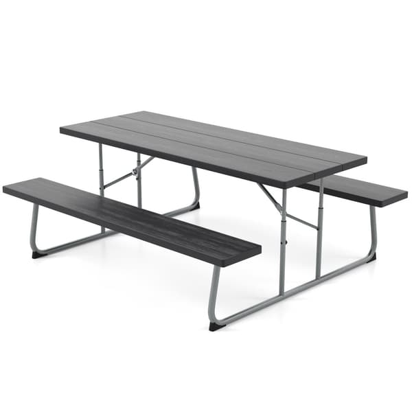 Piknik-pöytä setti, 72x64x29 tuumaa, Musta