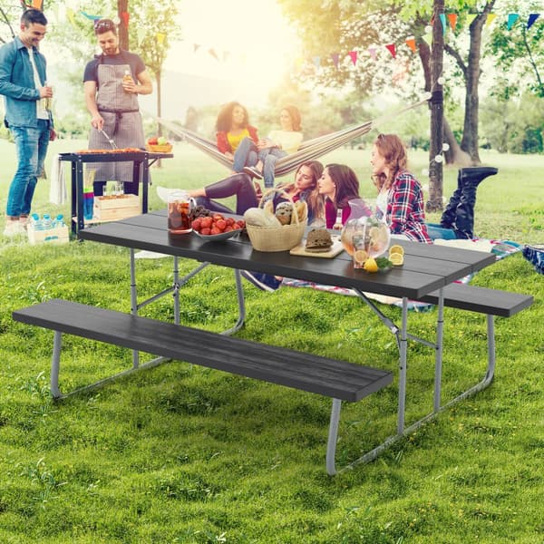 Piknik-pöytä setti, 72x64x29 tuumaa, Musta