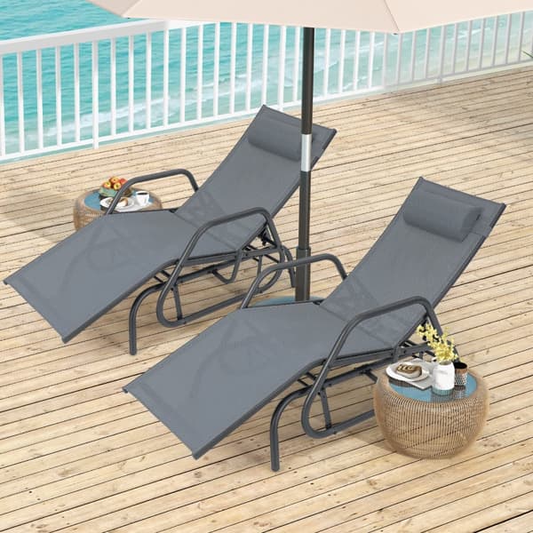 Utomhus Chaise Lounge Gungstol, 60x39x26 tum, Grå/Brun